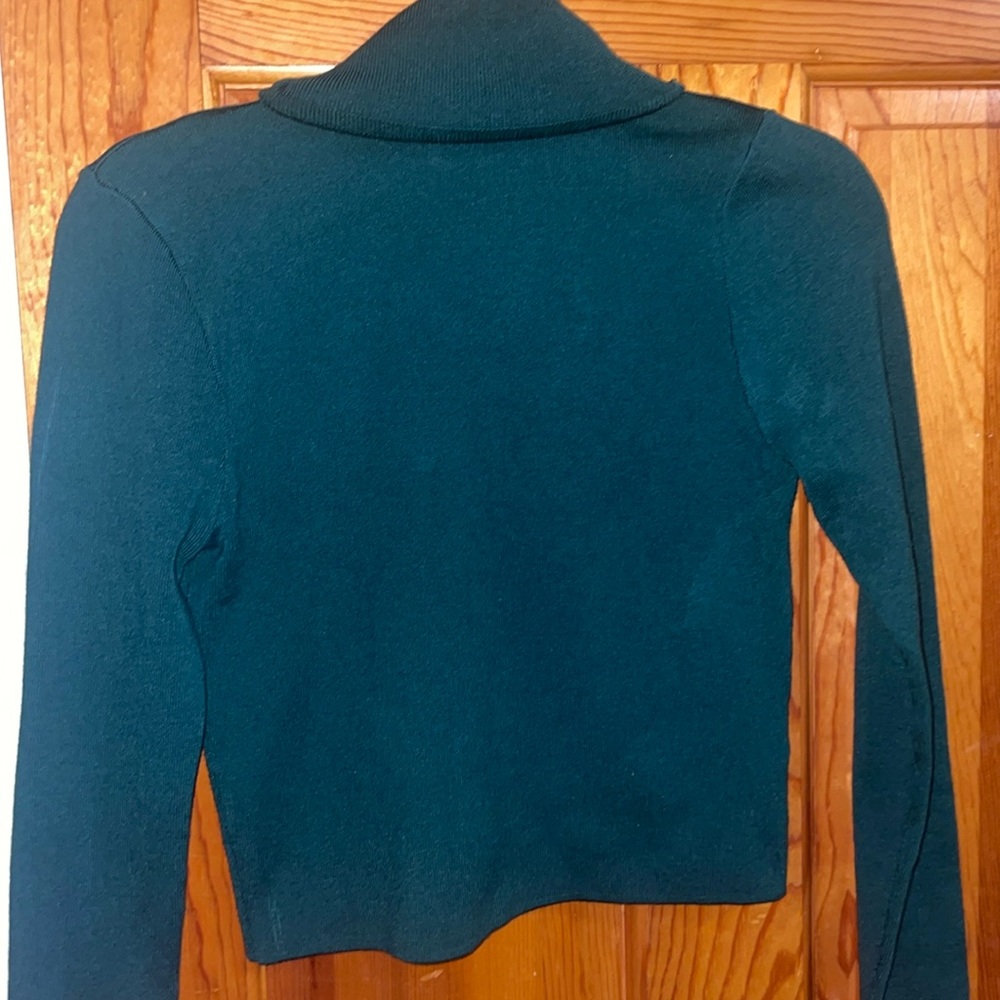 Emerald green cropped turtleneck